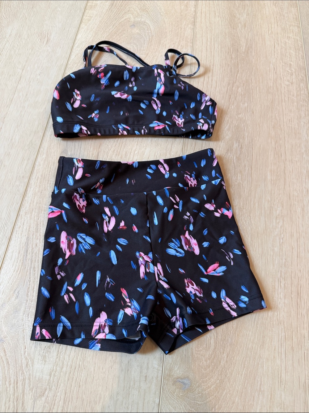 Bloch Black set with Pink & Blue Floral Brushstrokes for girls